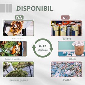 Outsunny Compostor Domestic de Grădină și Balcon din Plastic, Recipient Rotativ pentru Compost, 71x64x96 cm, Negru | Aosom Romania