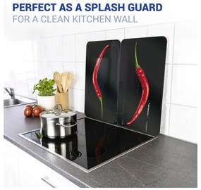 Set 2 protecții din sticlă pentru aragaz Wenko Peperoni, 52 x 30 cm
