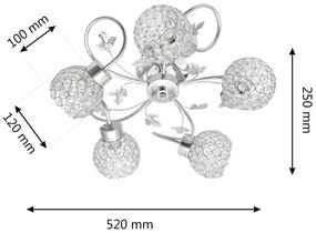 Lustră aplicată SOPHIA 5xE27/15W/230V crom lucios/transparent