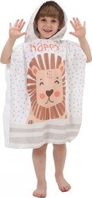 Poncho pentru copii HAPPY LION alb 60 x 60 cm