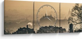 Tablou - Orașul în ceață (cu ceas) (90x30 cm)