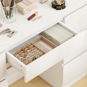 HOMCOM Masă de Machiaj cu Oglindă, 8 Lumini LED, Scaun și 7 Sertare Alb | Aosom Romania