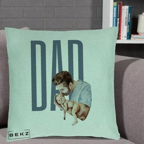Cadou pentru Tata - Perna Personalizata DAD Tata si Nou-Nascut, 40x40 cm, Verde Menta, Husa Detasabila, Perna Inclusa, BEKZ®