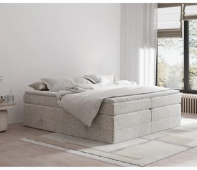 Pat boxspring bej cu spațiu de depozitare/fără tăblie 140x200 cm Juniper – Maison de Rêve