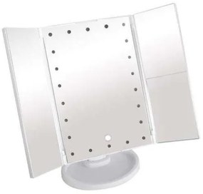 Oglinda cosmetica, cu LED,  rotativa, cu marire imagine 1x/2x/3x, alb, 4xAA, USB, 18x11.5x28 cm, Isotrade