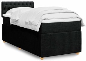vidaXL Pat box spring cu saltea, negru, 100x200 cm, textil
