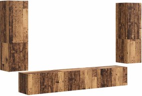 vidaXL Set comodă TV Pe perete 4 pcs Lemn vechi Lemn compozit