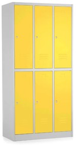 Dulap metalic - 6 cutii, 90 x 45 x 185 cm, incuietoare cilindrica, galben - ral 1023