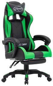 vidaXL Scaun de racing cu suport picioare verde/negru piele ecologică