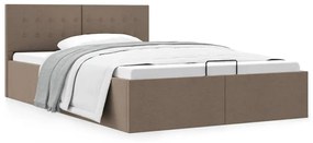 vidaXL Cadru de pat hidraulic cu ladă, gri taupe, 120 x 200 cm, textil