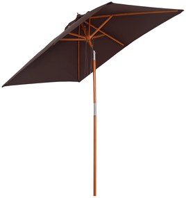 Outsunny Umbrelă de Grădină Înclinabilă cu Sistem cu Șnur și Orificiu de Ventilație, 200x150x235 cm, Cafeniu | Aosom Romania