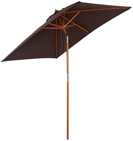 Outsunny Umbrelă de Grădină Înclinabilă cu Sistem cu Șnur și Orificiu de Ventilație, 200x150x235 cm, Cafeniu | Aosom Romania