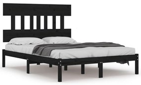 3104752 vidaXL Cadru de pat, negru, 160x200 cm, lemn masiv