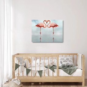 Tablou pe sticlă cu doi flamingo (70x50 cm)