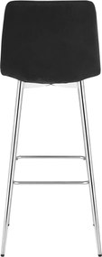 Scaun de bar POZZA VELVET cu picioare argintii, negru