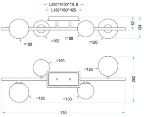 Lustră LED aplicată Wofi 7014-405W VILLA 4xG9/3W/230V negru