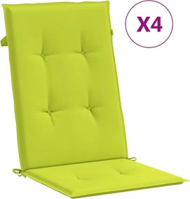 vidaXL Perne scaun cu spătar înalt, 4 buc., verde, 120x50x3 cm, textil