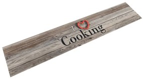 vidaXL Covor de bucătărie lavabil Cooking, gri, 60x300 cm, catifea