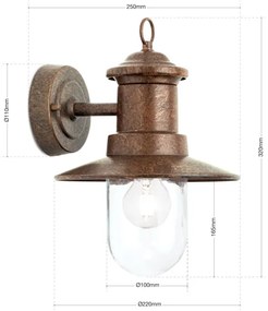 Lampă de perete de exterior Orion AL 11-1205 LEONIE 1xE27/60W/230V IP44 bronz