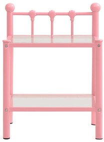 325075 vidaXL Noptieră, roz și transparent, 45x34,5x60,5 cm, metal și sticlă