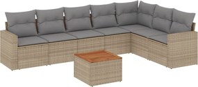 vidaXL Set canapele de grădină, 8 piese, cu perne, bej, poliratan