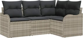 vidaXL Set de canapele pentru grădină 4 pcs Gri deschis poliratan