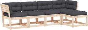 vidaXL Set canapele de grădină cu perne, 5 piese, lemn masiv de pin