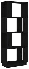 814043 vidaXL Bibliotecă/Separator cameră, negru, 51x25x132 cm lemn masiv pin