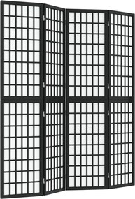 vidaXL Paravan pliabil cu 4 panouri, stil japonez, negru, 160x170 cm