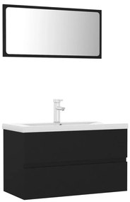Set mobilier de baie, negru, PAL Negru, 80 x 38.5 x 45 cm, 1