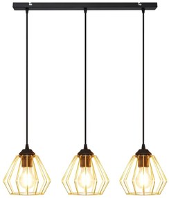 Lustră pe cablu AGAT 3xE27/15W/230V auriu/negru