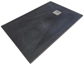 Cadita Dus Rectangulara HouseXL StoneCore Premium 120x80 cm / 140x80 cm, Compozit Granit, Sifon Metalic Inclus (Culoare: Alb, Dimensiune: 140x80 cm)