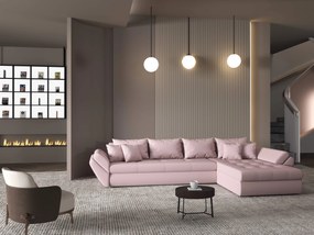 Colțar extensibil dumonde cu ladă de depozitare si sezut confortabil din spuma high-density, Loana XL Enjoy Flamingo II 335x185 cm