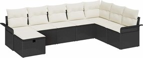 vidaXL Set de canapele pentru grădină 8 pcs Negru și Crem poliratan