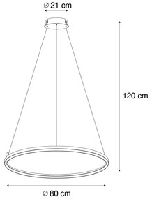Lampă pendantă inteligentă neagră 80 cm cu LED și RGBW - Girello