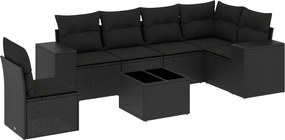 vidaXL Set canapele de grădină cu perne, 7 piese, negru, poliratan