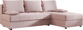Coltar extensibil de colt VENORIA SLIM, roz pudra, reversibil, 200x143 cm + 2 perne GRATUIT