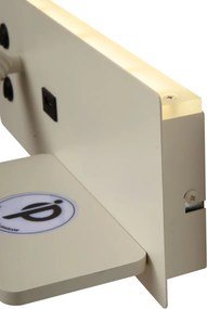 Set de 2 Aplice de Perete Bej Incl. LED cu USB și Încărcător cu Inducție - Riza