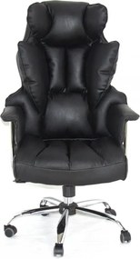 RESIGILAT- Scaun directorial cu spătar înalt și reglabil, piele ecologică, Negru