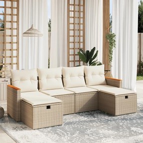 vidaXL Set canapele de grădină cu perne, 6 piese, bej, poliratan