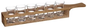 Set 6 pahare Viktor, sticla, suport lemn,  41 x 7.5 x H 5.5 cm, 40 ml