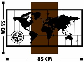 Accesoriu decorativ de perete din lemn World Map with Compass