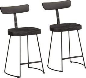 vidaXL Scaune de bar 2 buc Negru 49x43x79 cm Lemn masiv Mango