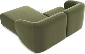 Colțar verde cu tapițerie din catifea (cu colț pe partea dreaptă/cu șezlong) Lani – Makamii