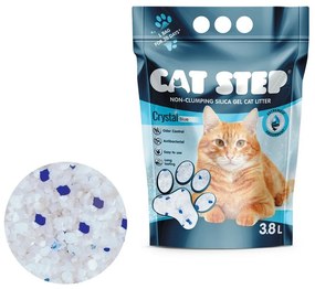 Gunoi pentru pisici cu gel de siliciu Cat StepCrystal Blue 3,34 kg , 7,6 l