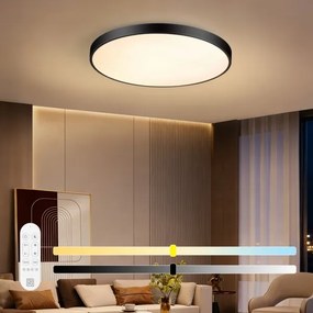 Immax NEO 07313L-LED Plafonieră dimabilă SEMPLICI 96W/230V diametru 80 cm Wi-Fi Tuya negru + telecomandă