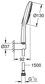 Grohe Rainshower Eco SmartActive 130 Set dus cu suport fix, crom