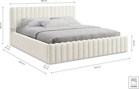 Pat matrimonial verde tapițat cu spațiu de depozitare cu somieră 140x200 cm Lemi – Makamii