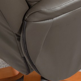 HOMCOM Fotoliu de relaxare cu otoman spătar basculant reclinabil șezut căptușit tapițerie sintetică gri | Aosom Romania