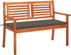 vidaXL Bancă grădină 2 locuri, cu pernă, 120 cm, lemn masiv eucalipt